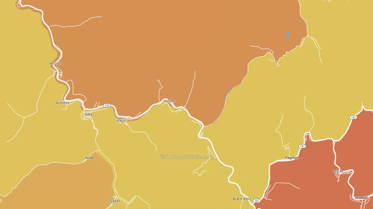 24888, WV Map of Vehicle Theft Rates
