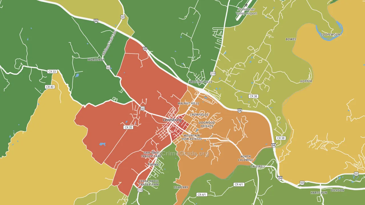 24901, WV Map of Vehicle Theft Rates