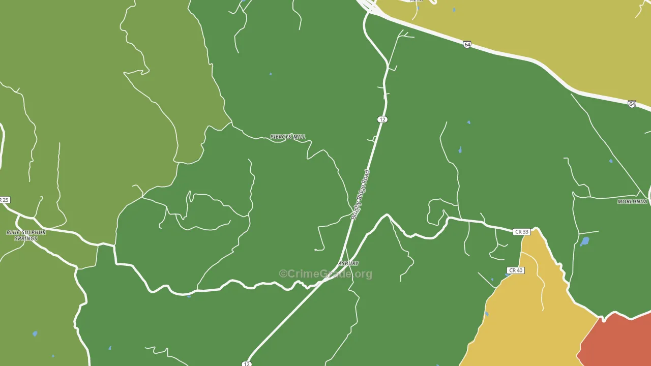 24916, WV Map of Vehicle Theft Rates