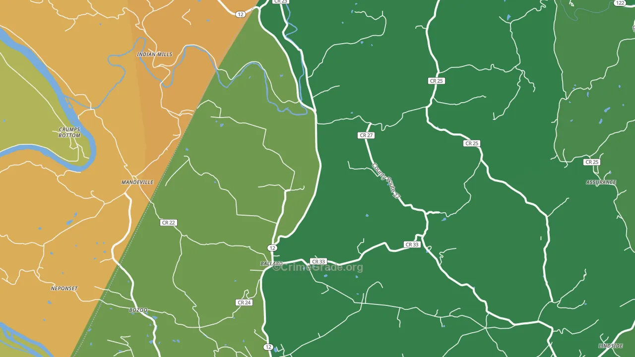 24918, WV Map of Vehicle Theft Rates