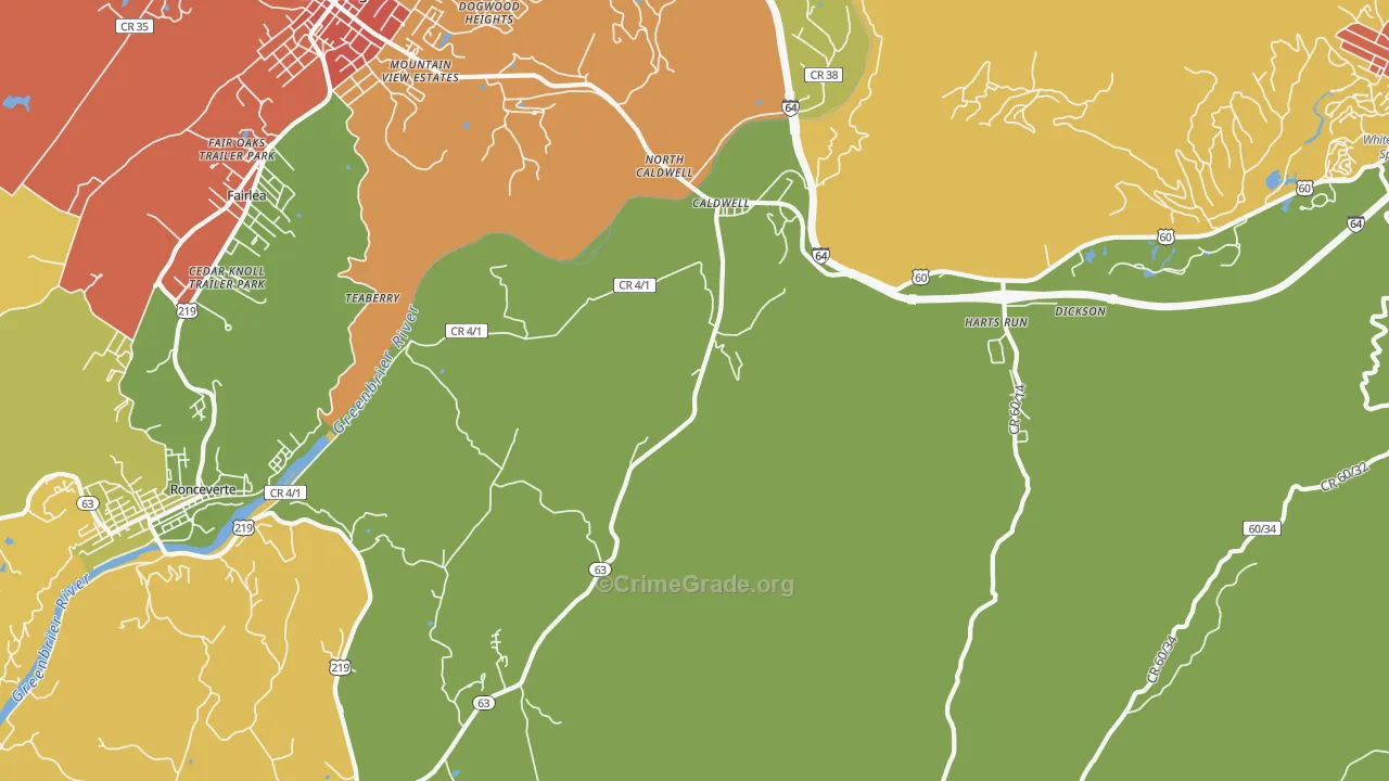 24925, WV Map of Vehicle Theft Rates