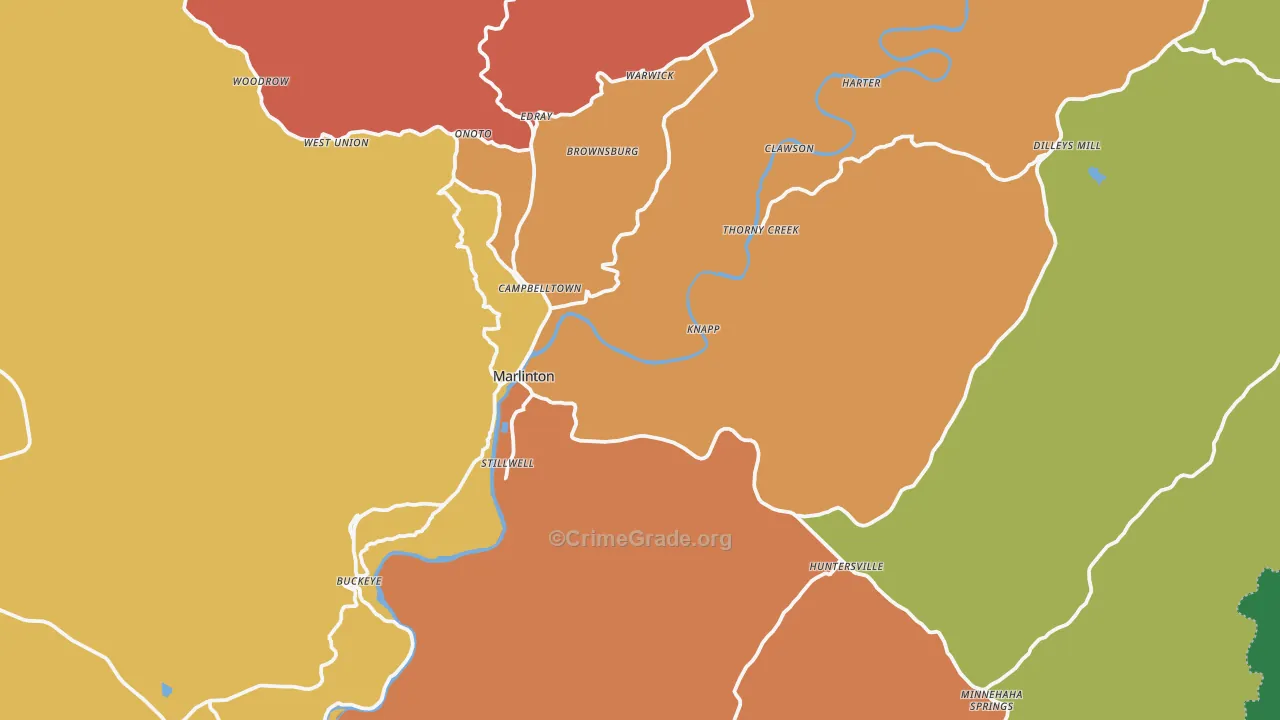 24954, WV Map of Vehicle Theft Rates