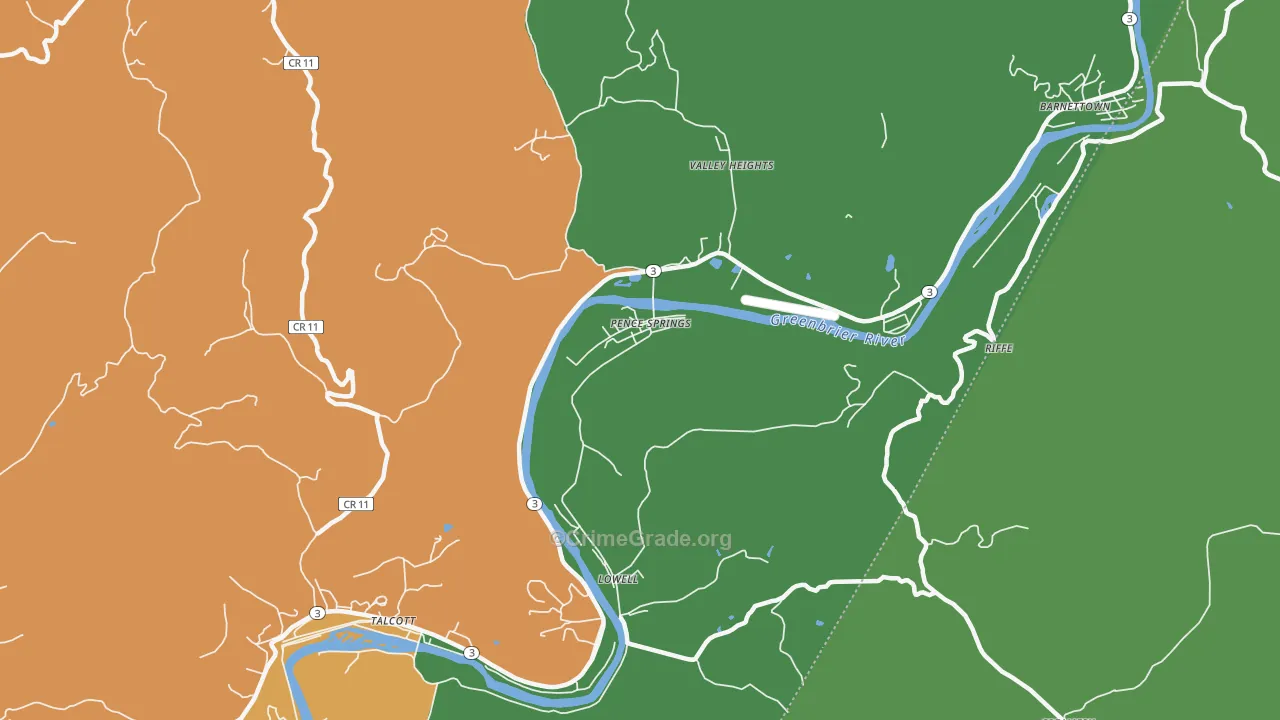 24962, WV Map of Vehicle Theft Rates