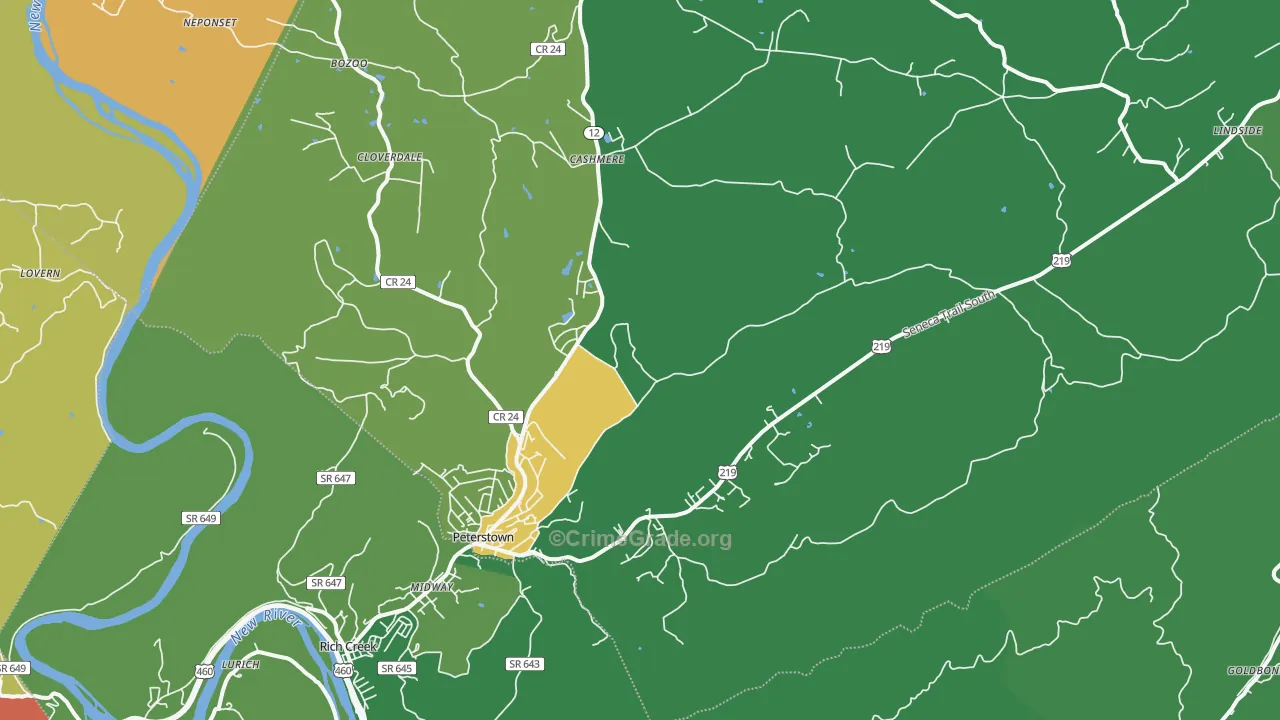 24963, WV Map of Vehicle Theft Rates