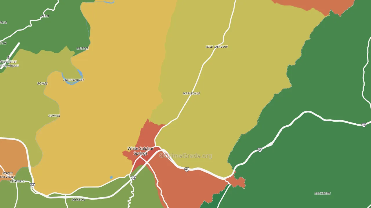 24986, WV Map of Vehicle Theft Rates