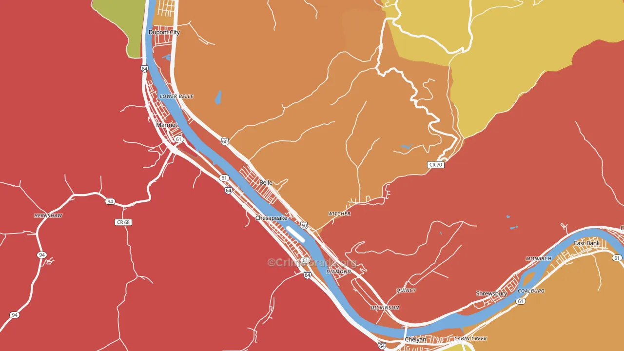 25015, WV Map of Vehicle Theft Rates