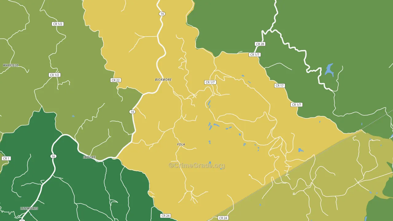 25019, WV Map of Vehicle Theft Rates