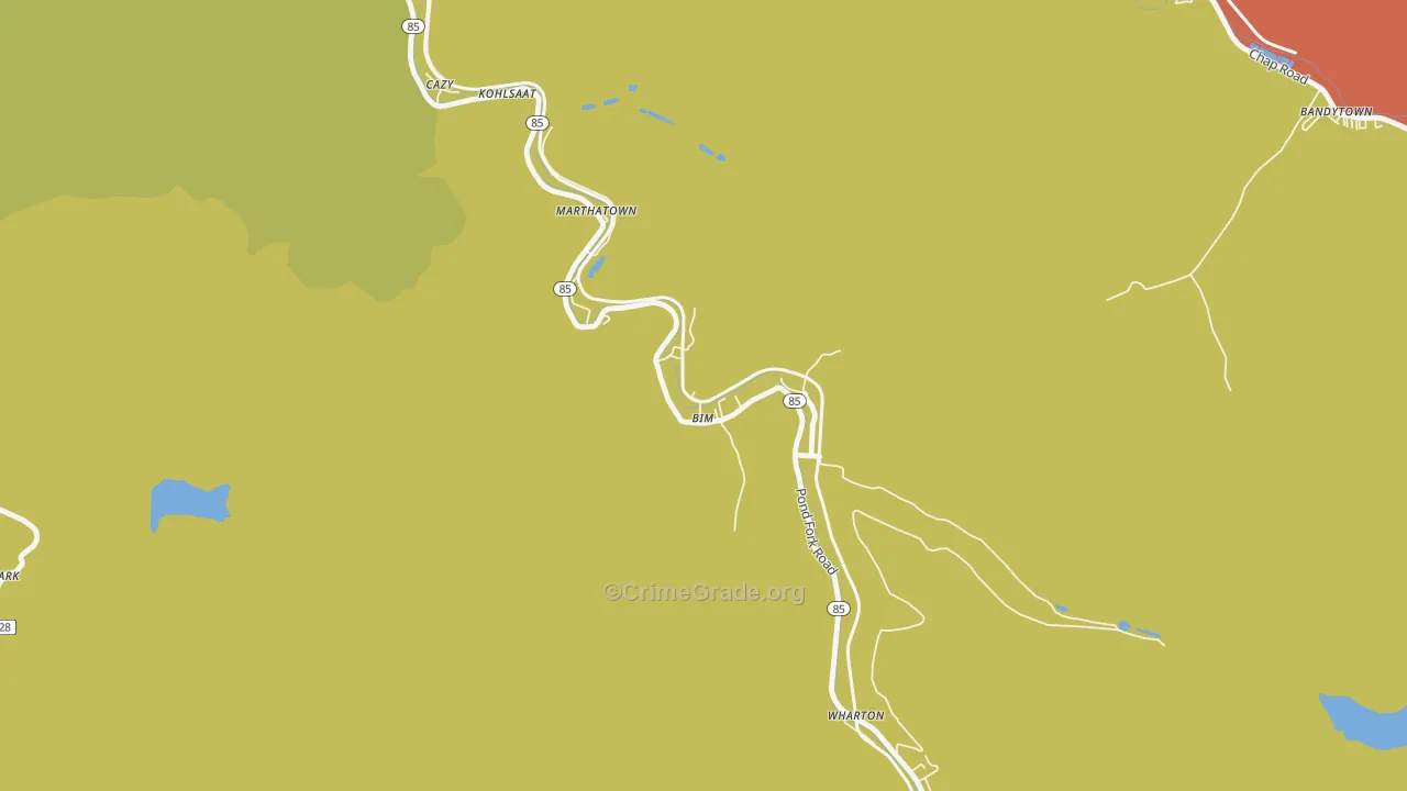 25021, WV Map of Vehicle Theft Rates