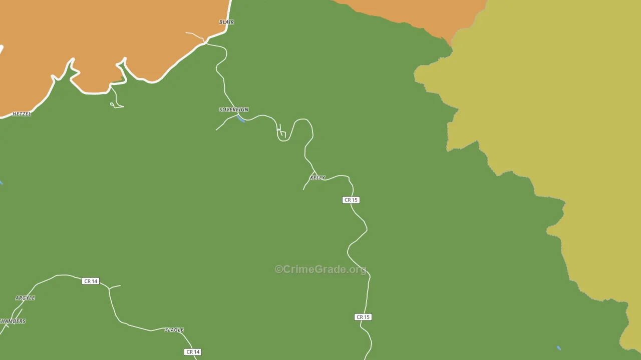 25022, WV Map of Vehicle Theft Rates
