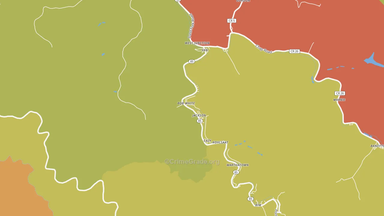 25028, WV Map of Vehicle Theft Rates