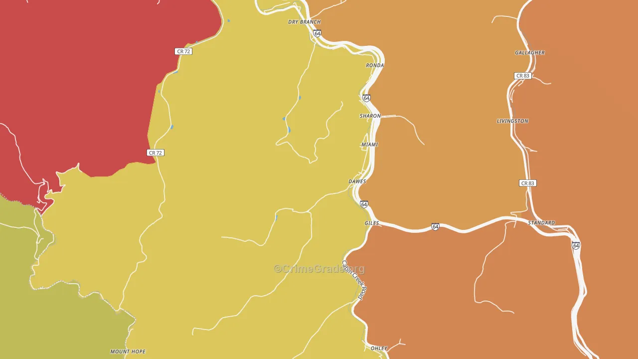 25054, WV Map of Vehicle Theft Rates