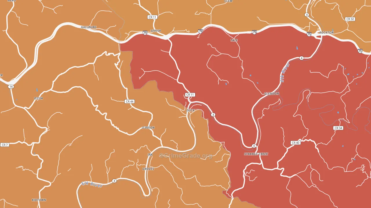 25063, WV Map of Vehicle Theft Rates