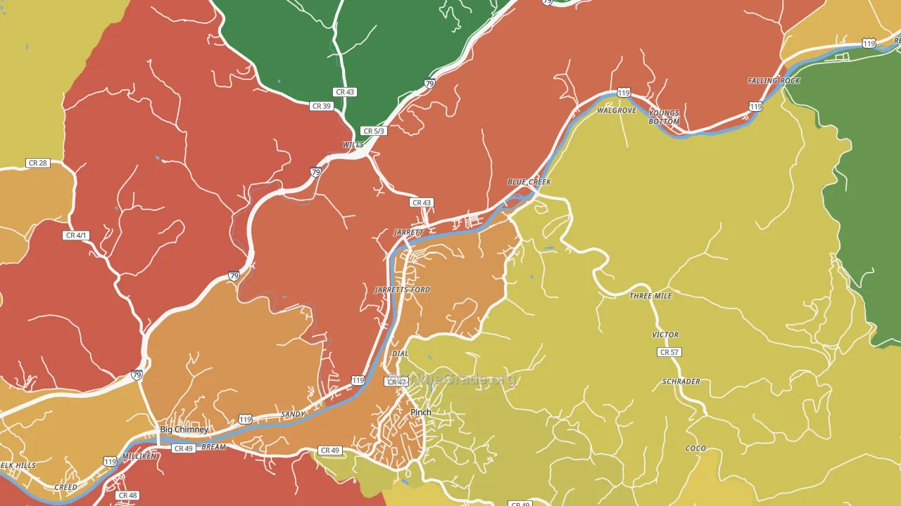 25071, WV Map of Vehicle Theft Rates