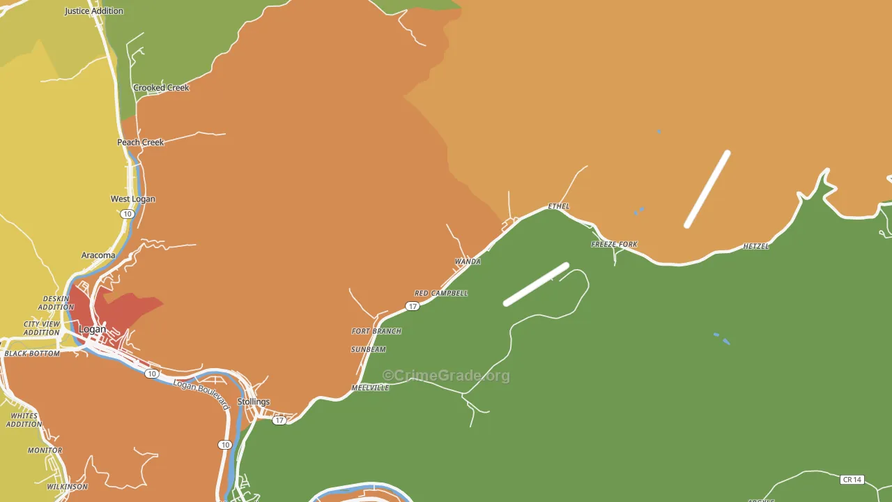 25076, WV Map of Vehicle Theft Rates