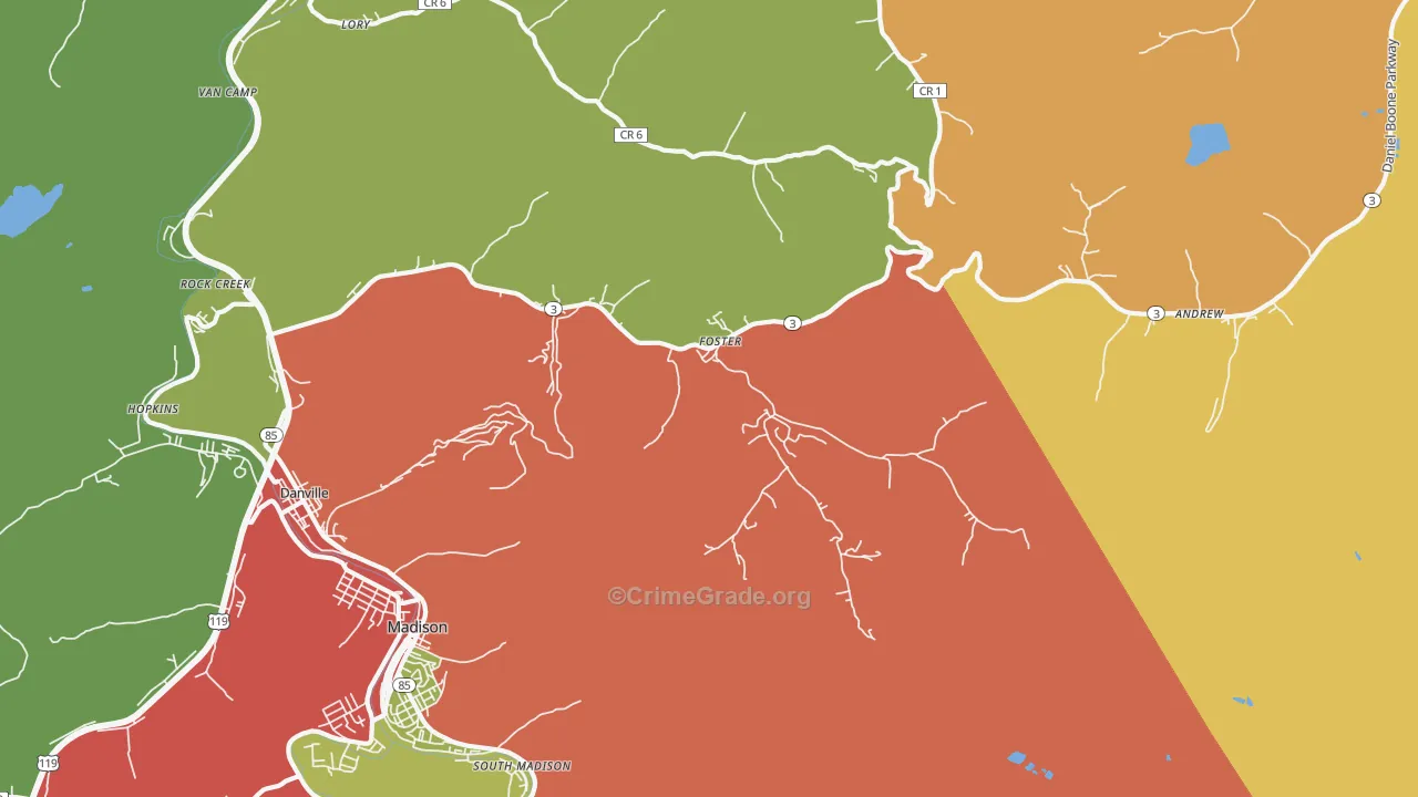 25081, WV Map of Vehicle Theft Rates