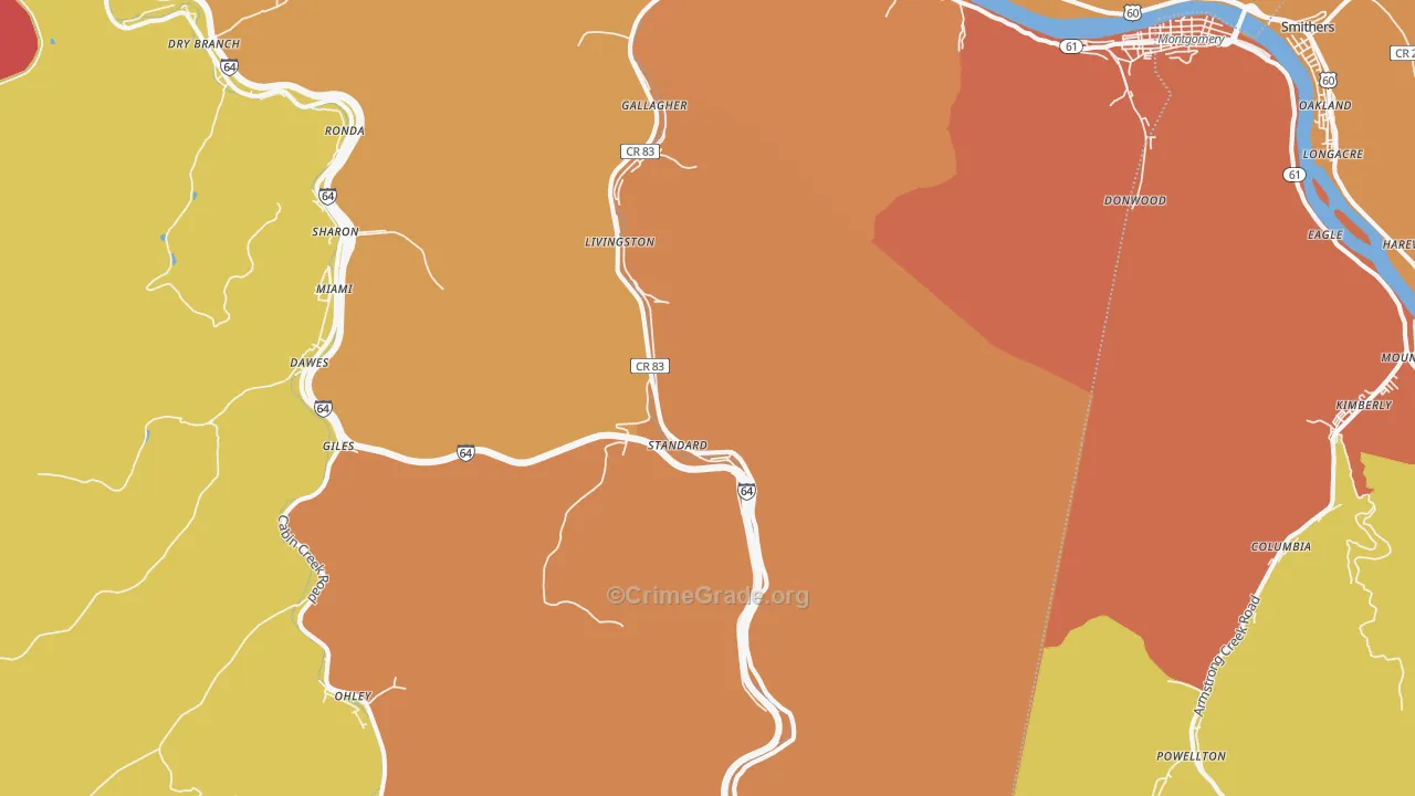 25083, WV Map of Vehicle Theft Rates