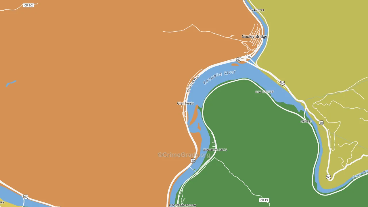 25090, WV Map of Vehicle Theft Rates