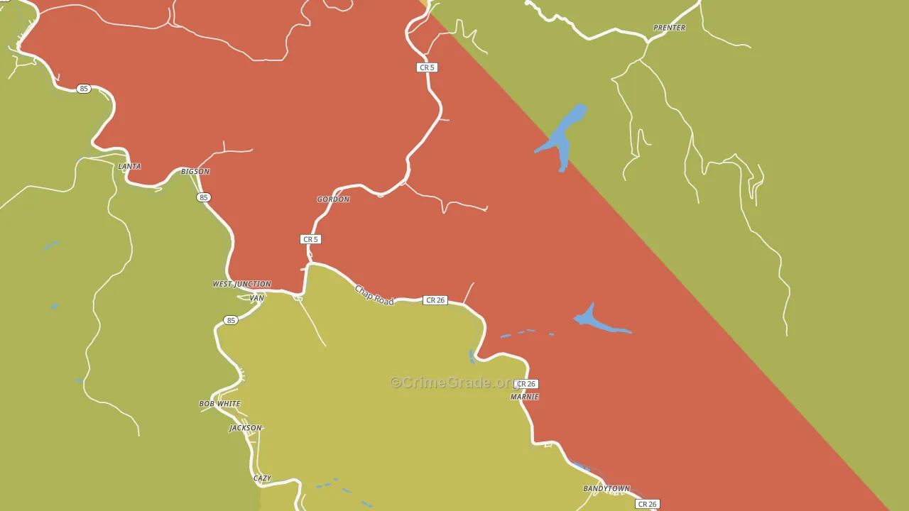 25093, WV Map of Vehicle Theft Rates