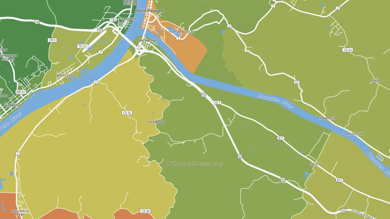 25106, WV Map of Vehicle Theft Rates