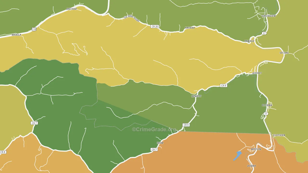 25108, WV Map of Vehicle Theft Rates