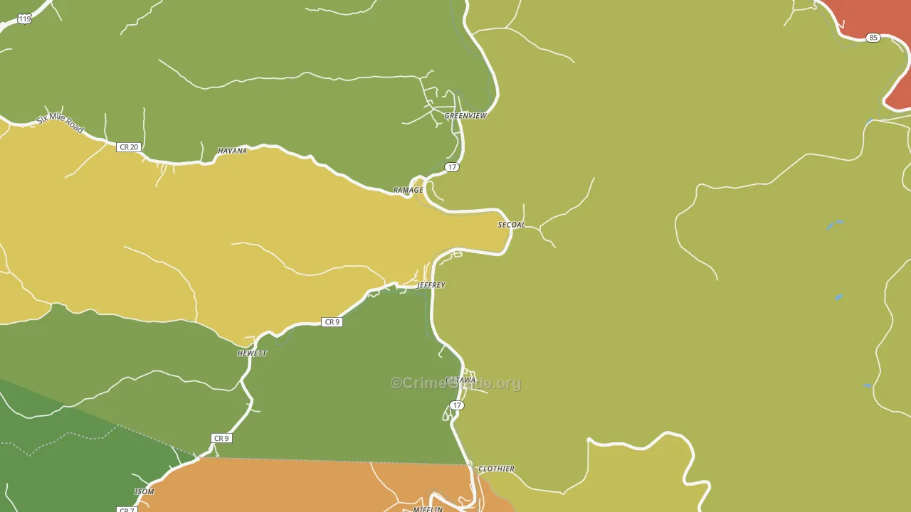 25114, WV Map of Vehicle Theft Rates