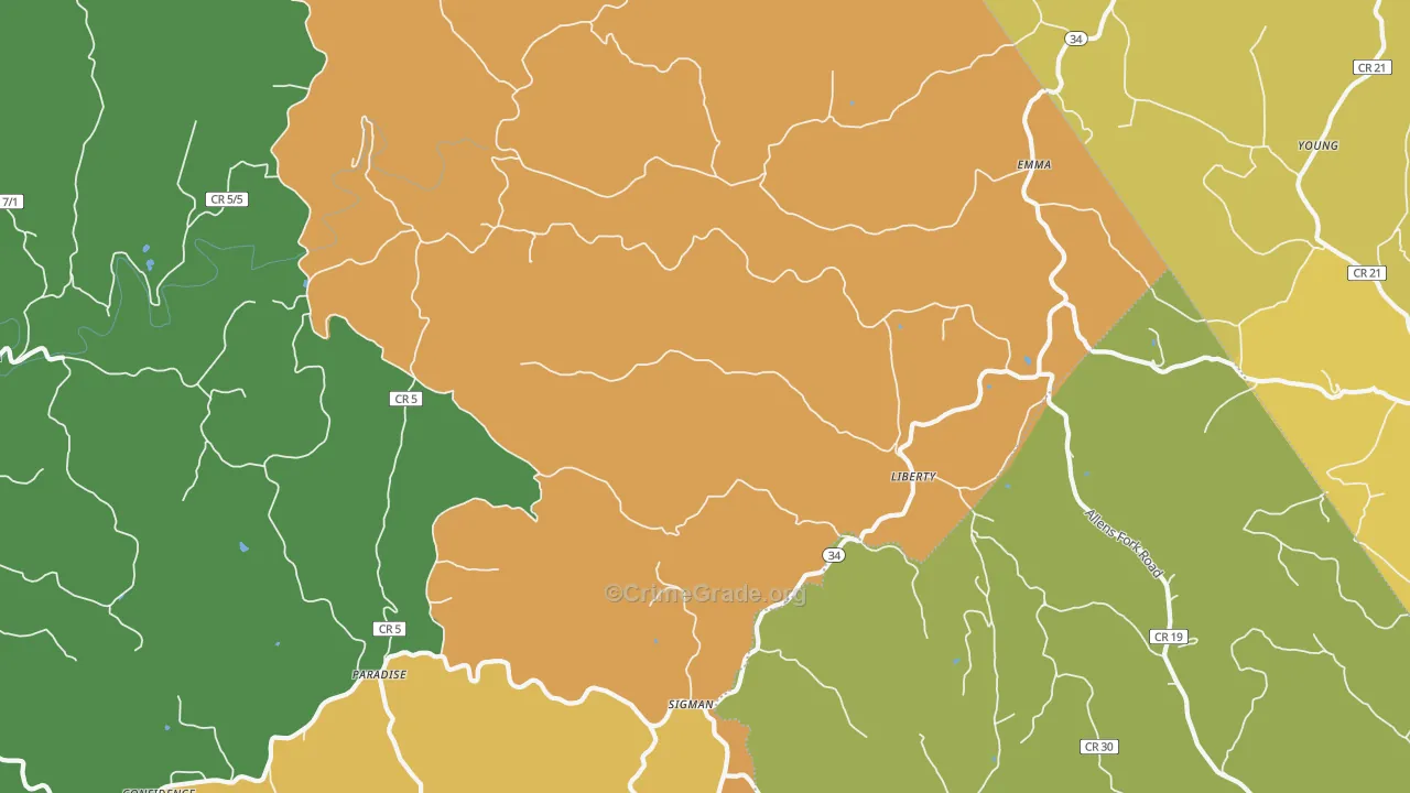 25124, WV Map of Vehicle Theft Rates