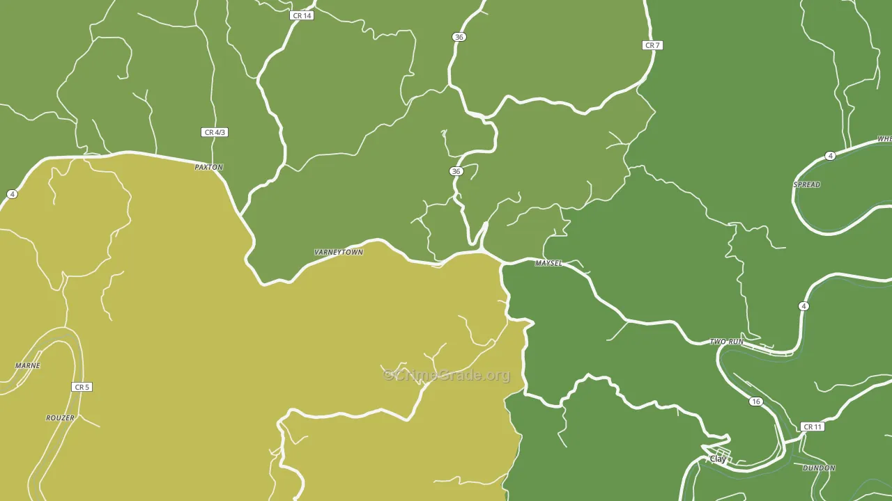 25133, WV Map of Vehicle Theft Rates