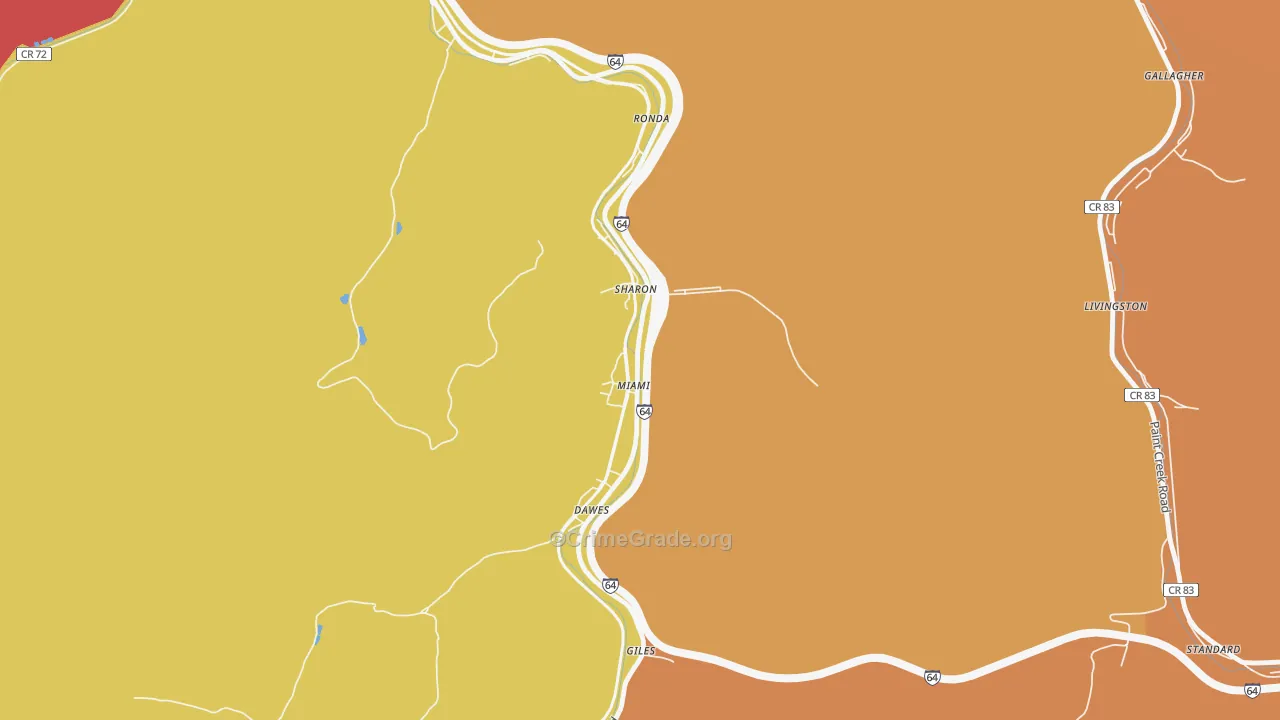 25134, WV Map of Vehicle Theft Rates