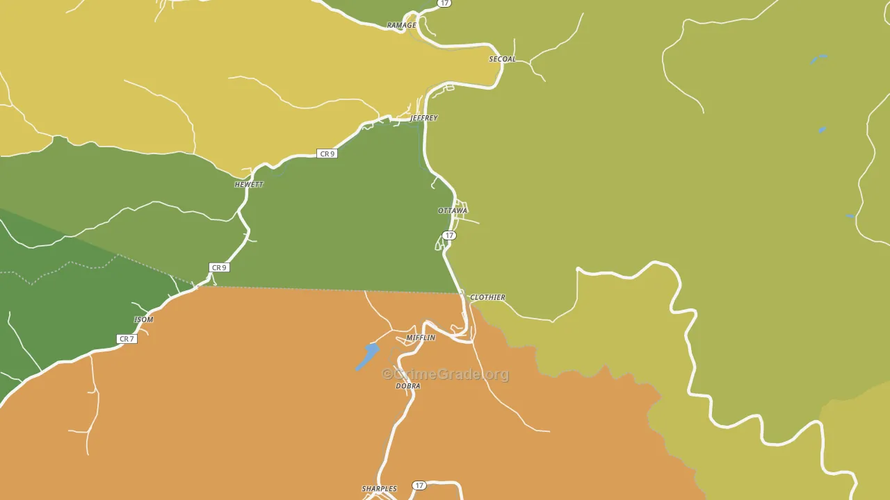 25149, WV Map of Vehicle Theft Rates