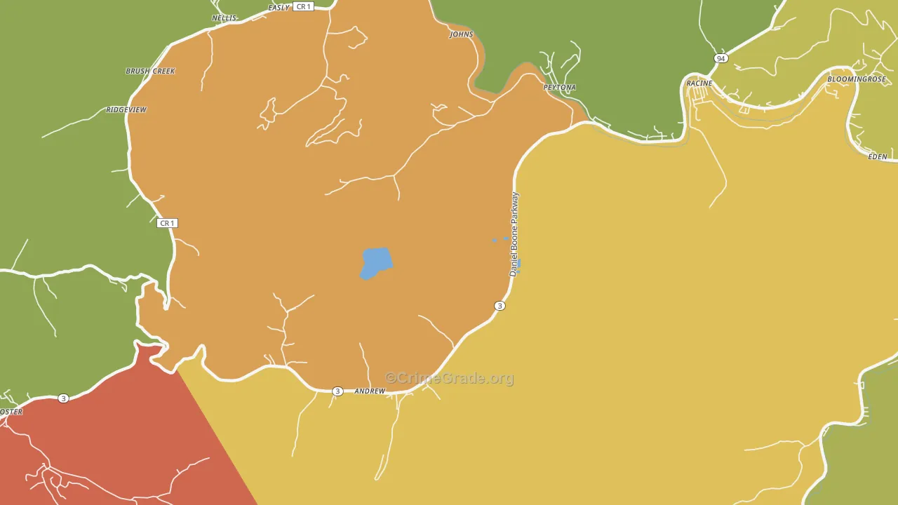 25154, WV Map of Vehicle Theft Rates