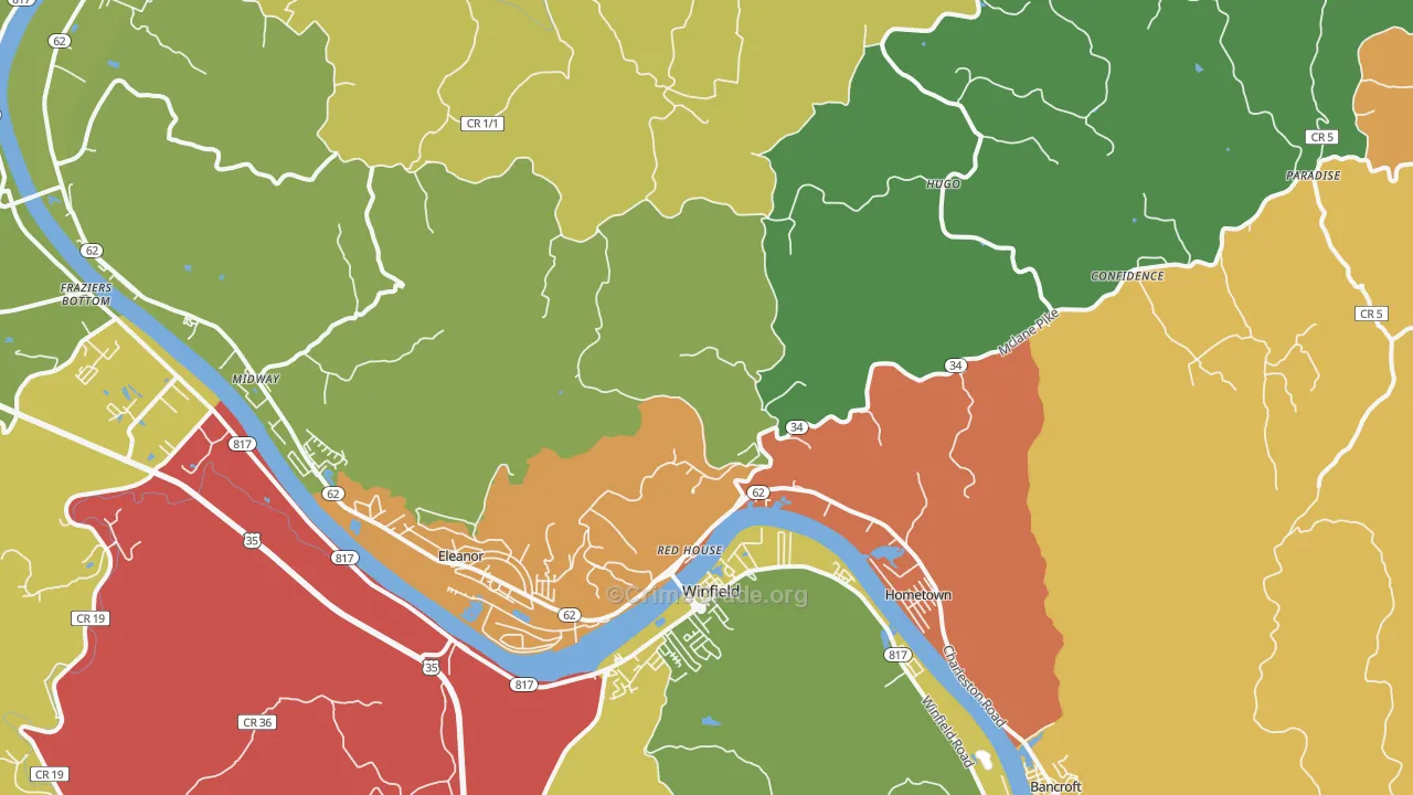 25168, WV Map of Vehicle Theft Rates