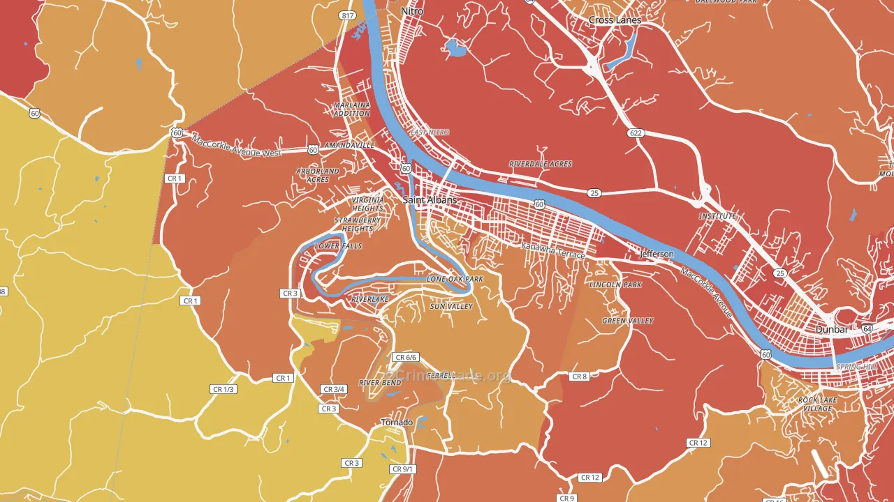 25177, WV Map of Vehicle Theft Rates