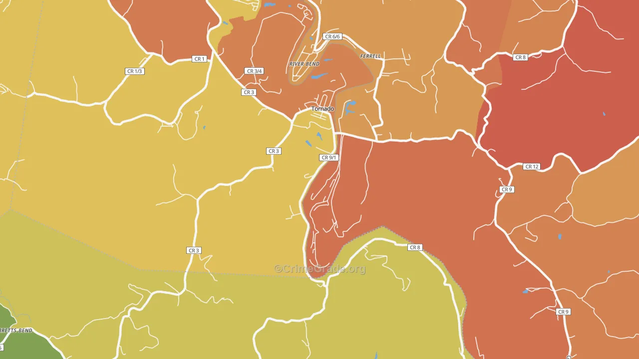 25202, WV Map of Vehicle Theft Rates