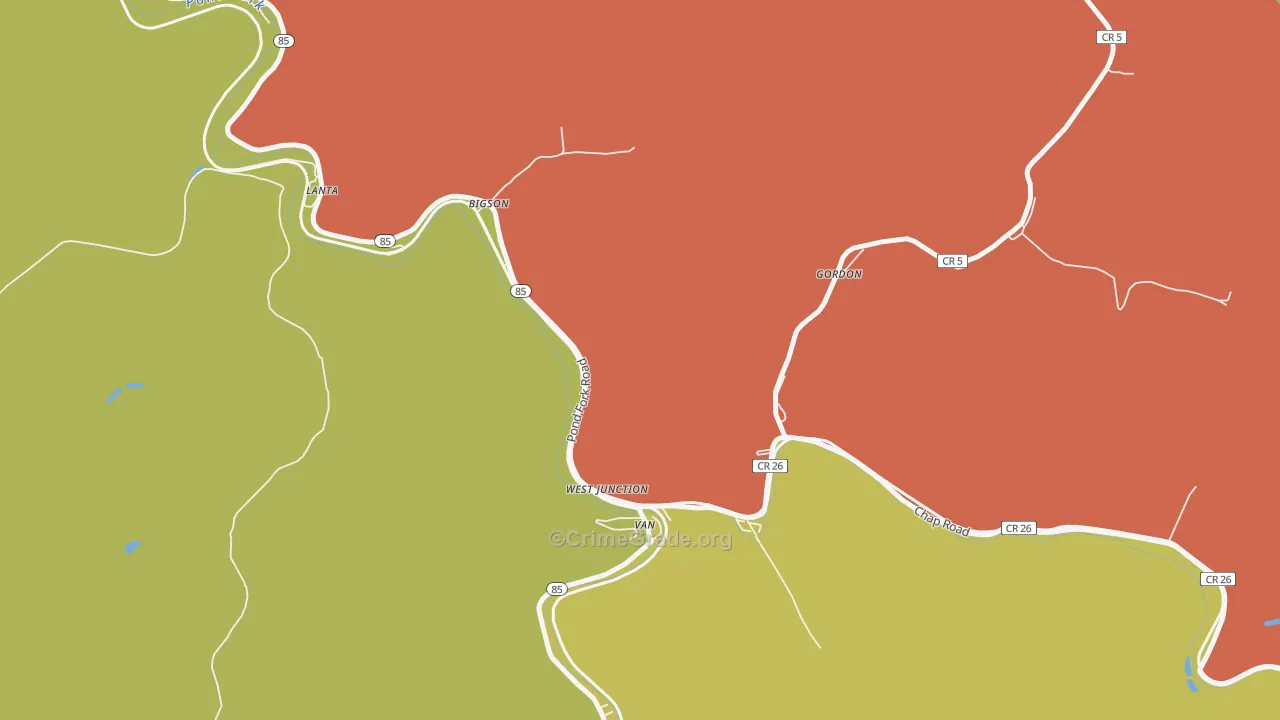 25206, WV Map of Vehicle Theft Rates
