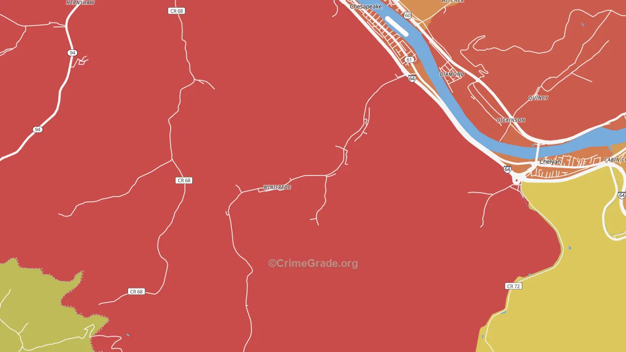 25214, WV Map of Vehicle Theft Rates