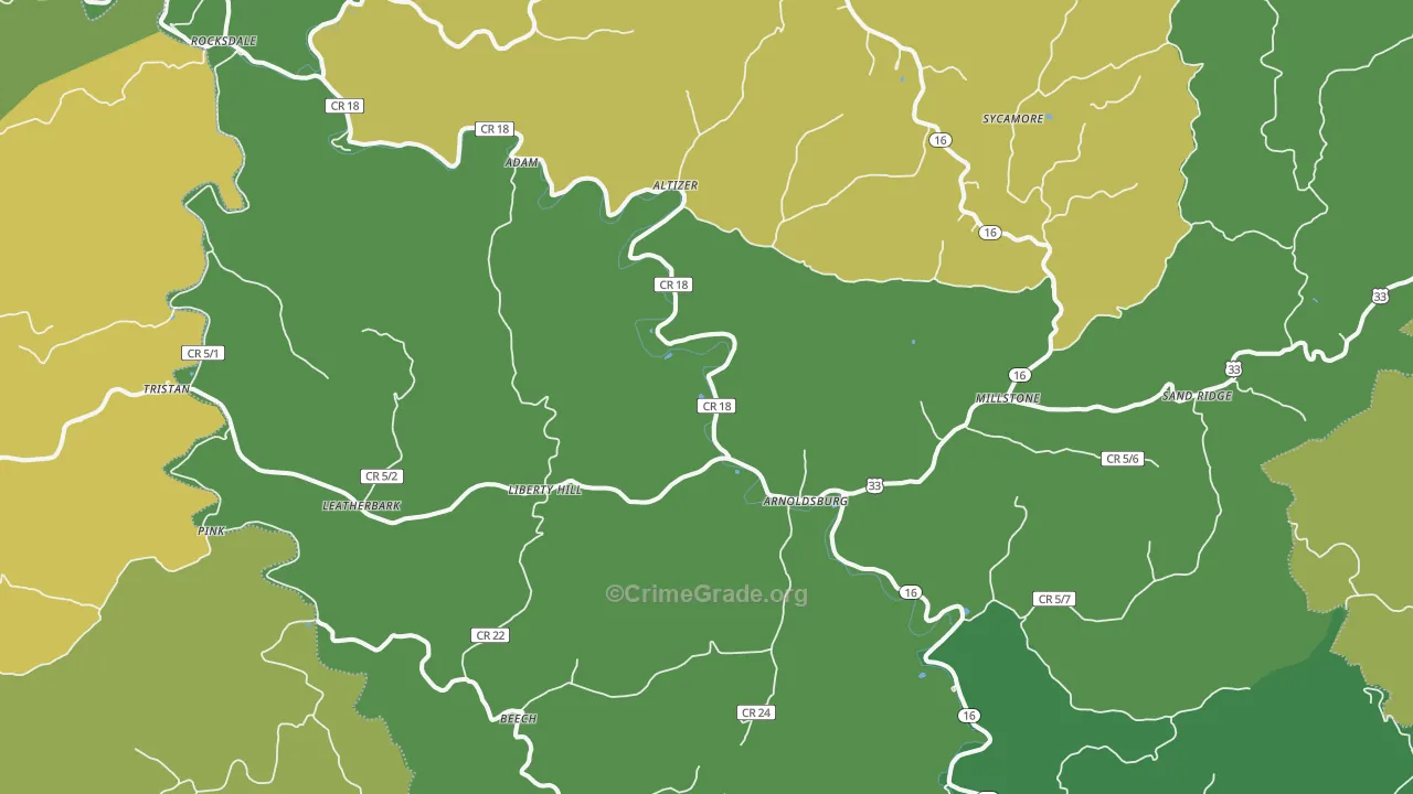 25234, WV Map of Vehicle Theft Rates