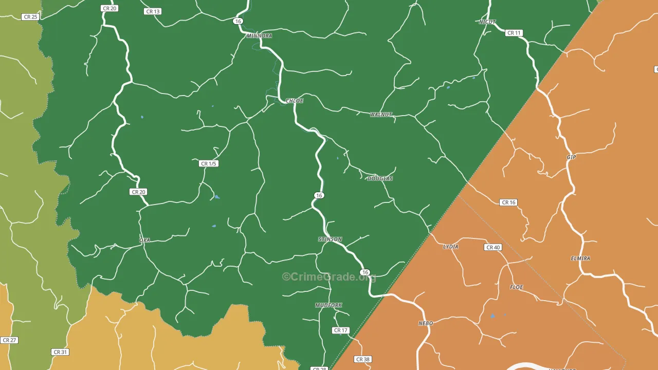 25235, WV Map of Vehicle Theft Rates