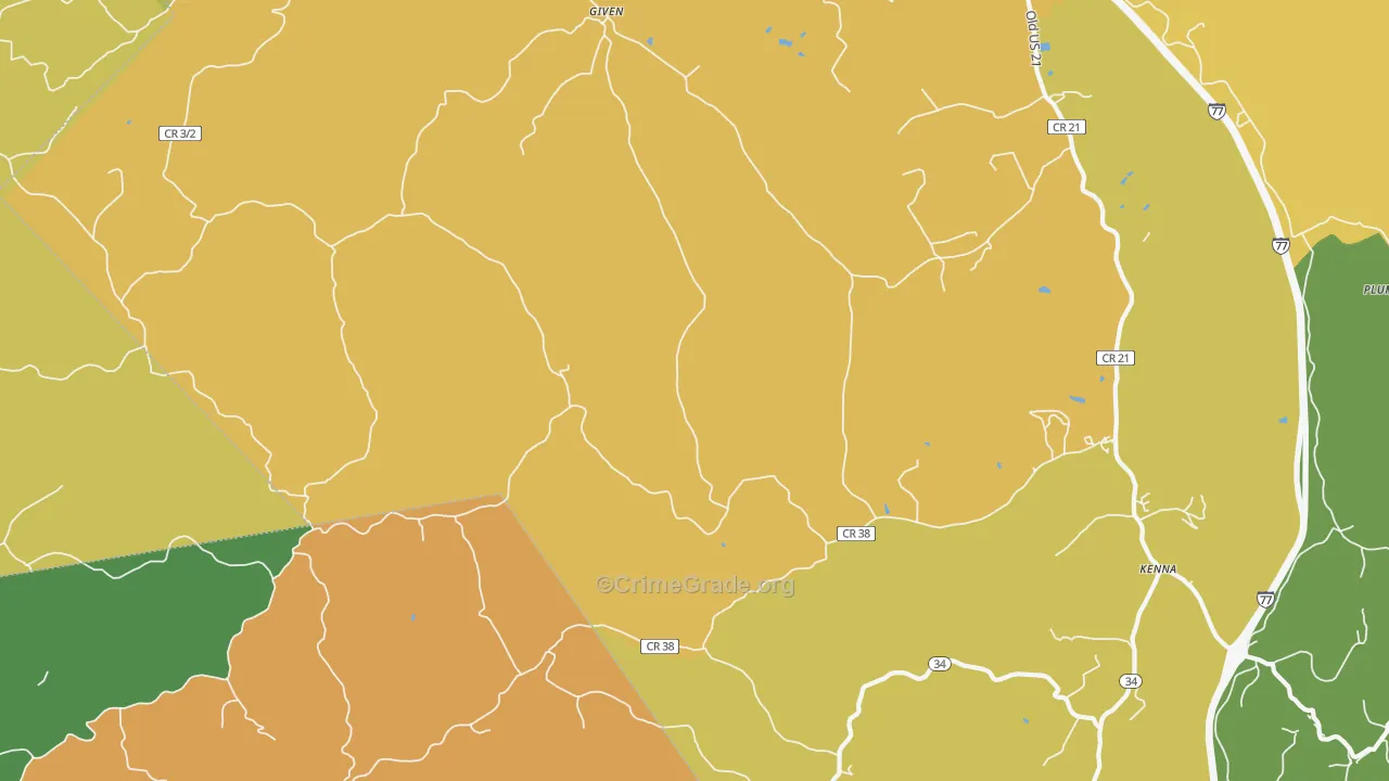 25245, WV Map of Vehicle Theft Rates