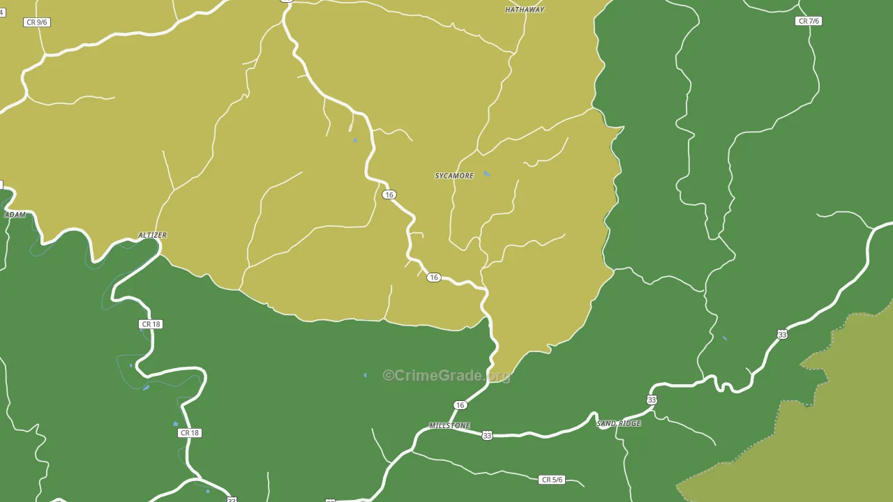 25261, WV Map of Vehicle Theft Rates