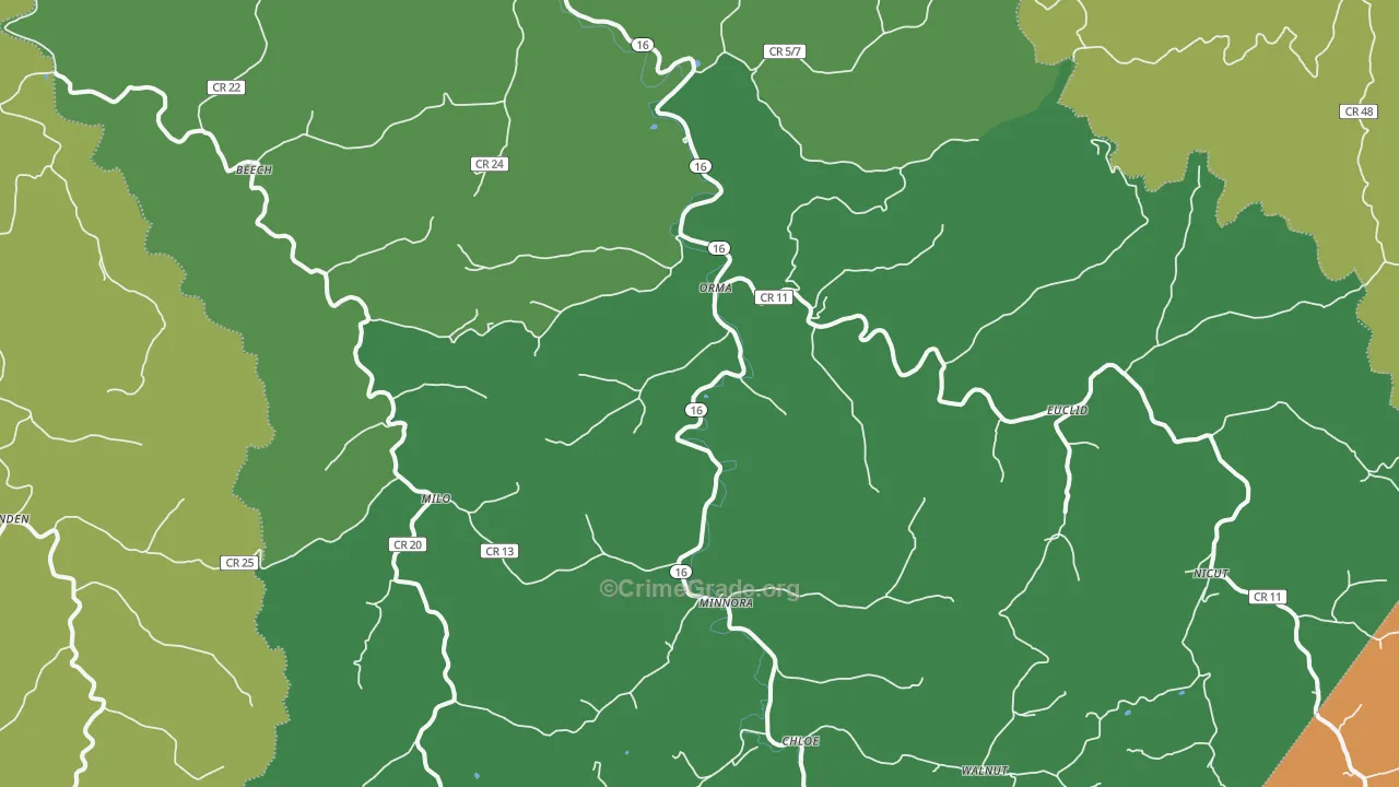 25268, WV Map of Vehicle Theft Rates