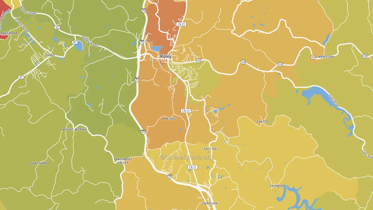 25271, WV Map of Vehicle Theft Rates