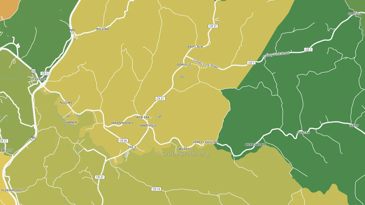 25275, WV Map of Vehicle Theft Rates