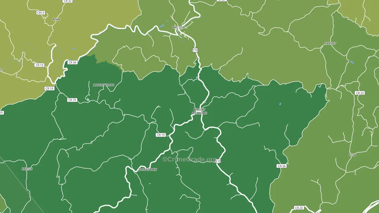 25286, WV Map of Vehicle Theft Rates