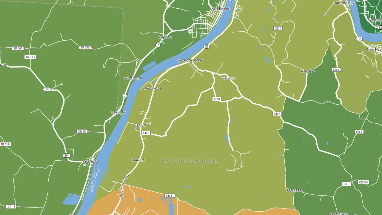 25287, WV Map of Vehicle Theft Rates
