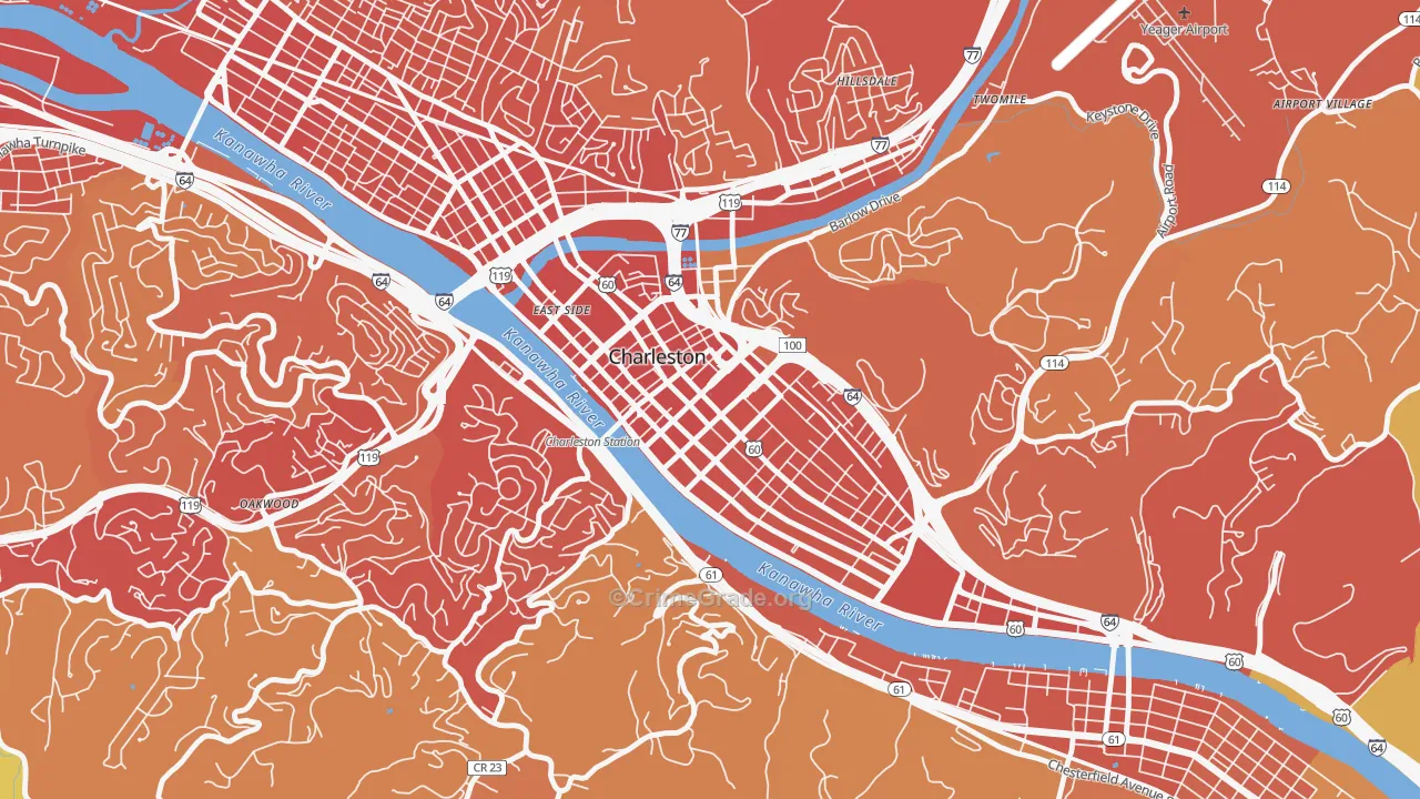25301, WV Map of Vehicle Theft Rates