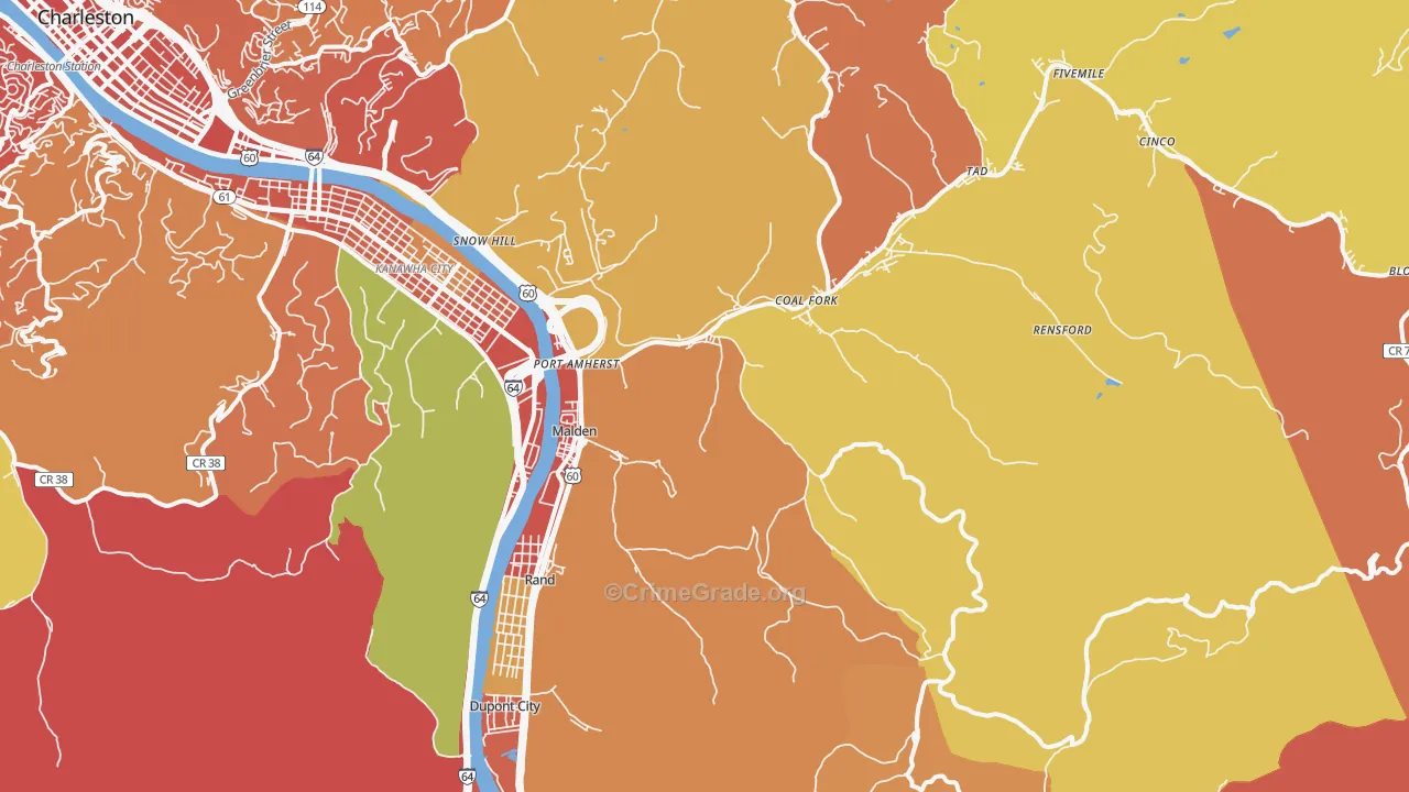 25306, WV Map of Vehicle Theft Rates