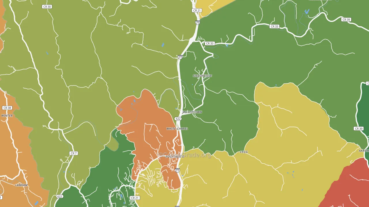 25320, WV Map of Vehicle Theft Rates