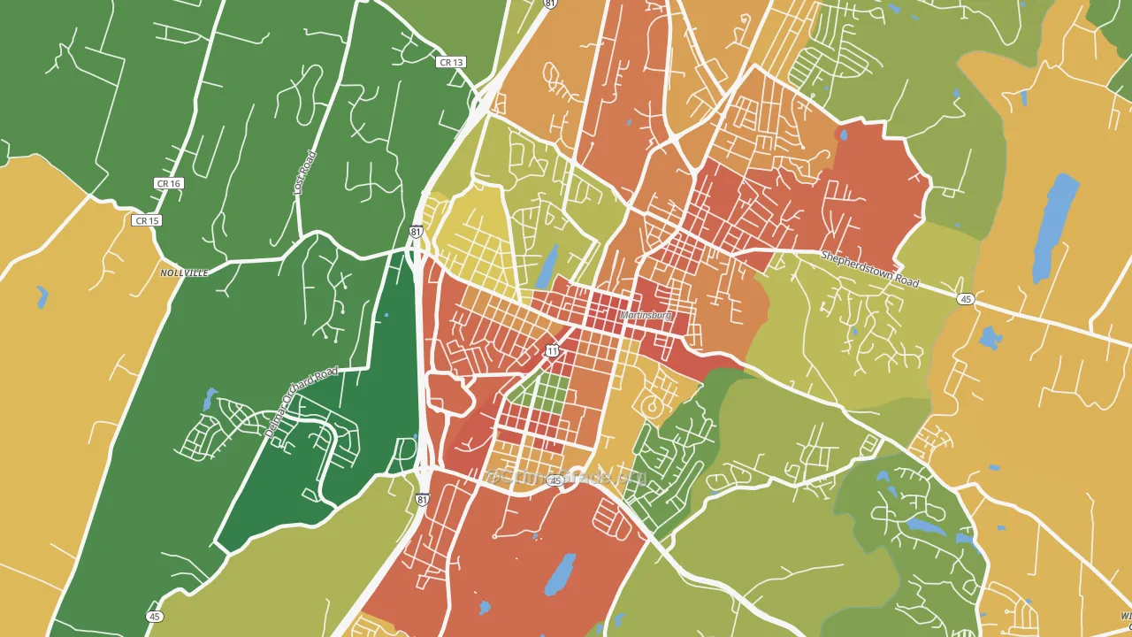 25401, WV Map of Vehicle Theft Rates
