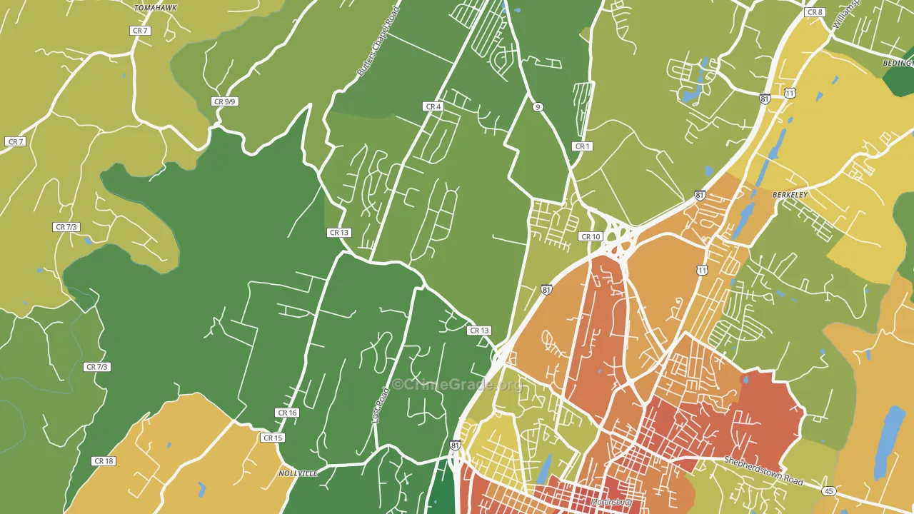 25403, WV Map of Vehicle Theft Rates
