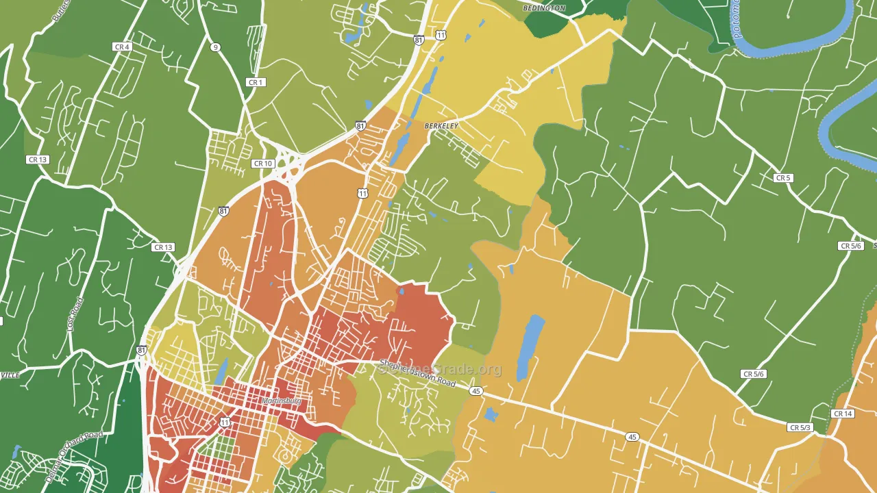 25404, WV Map of Vehicle Theft Rates